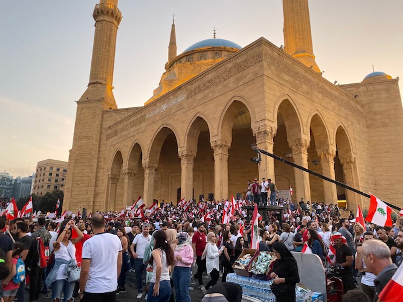 Recent demonstrations in front of the Mohammad Al-Amin mosque in Beirut.